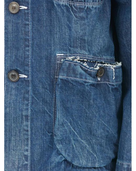 Maison Margiela Blue Frayed Denim Jacket for men