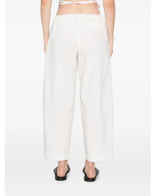St. Agni White Drawstring-Fastening Cropped Pants