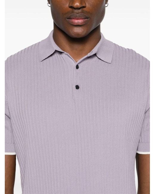 Emporio Armani Purple Crochet-knit Cotton Polo Shirt for men