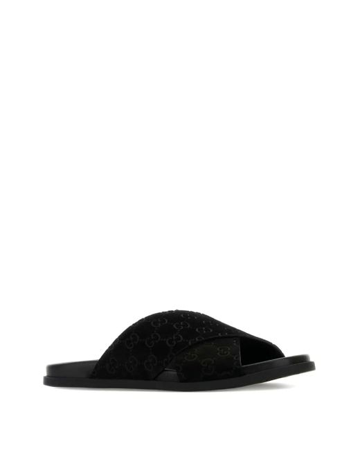 Gucci Black Gg-Printed Slide Sandals for men
