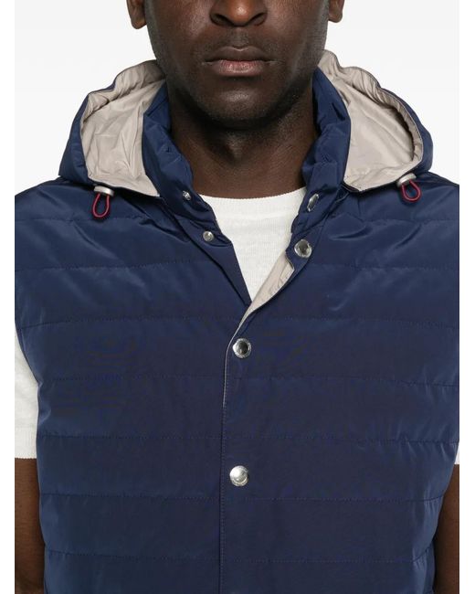 Brunello Cucinelli Blue Down Vest for men
