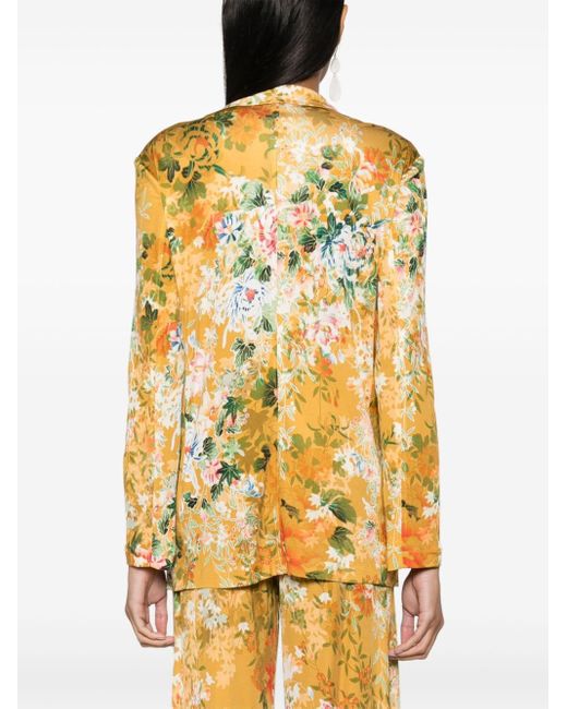 Pierre Louis Mascia Yellow Floral-print Silk Blazer