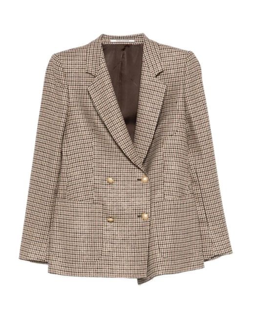 Tagliatore Brown Double-Breasted Check Jacket