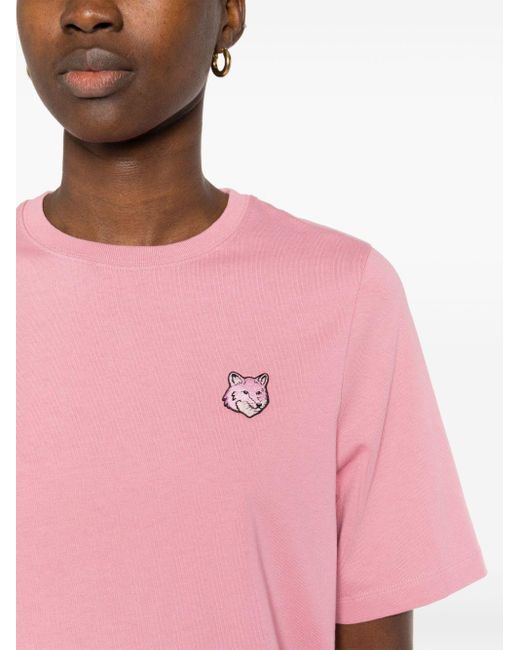 Maison Kitsuné Pink T-Shirt mit Fuchs-Motiv