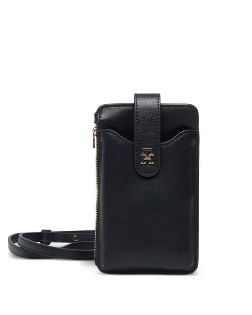 Tommy Hilfiger Black Icon Logo-Plaque Zip-Fastening Phone Wallet