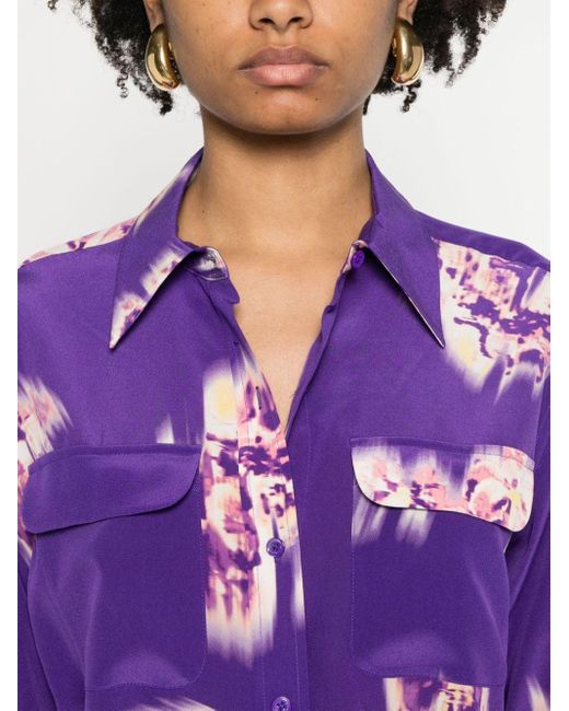 Equipment Purple Signature Floral-print Shirt