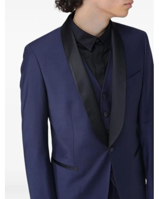 Colamarino Blue Shawl-Lapel Three-Piece Suit for men
