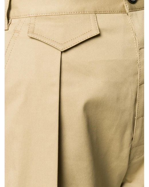 DSquared² Natural Front Pleat High-Waisted Shorts