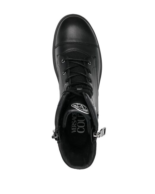 Versace Jeans Couture Black Lace-Up Leather Boots for men