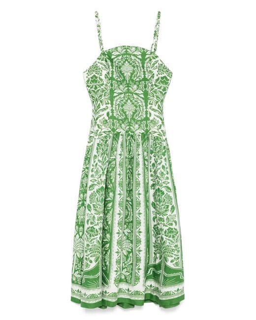 Farm Rio Green Floral Cotton Maxi Dress