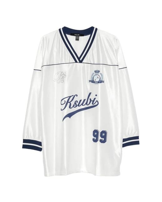 Ksubi White Teamster Logo-Print V-Neck Mini Dress