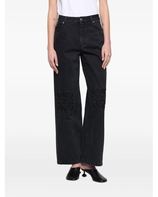Loewe Black Anagram Baggy Jeans