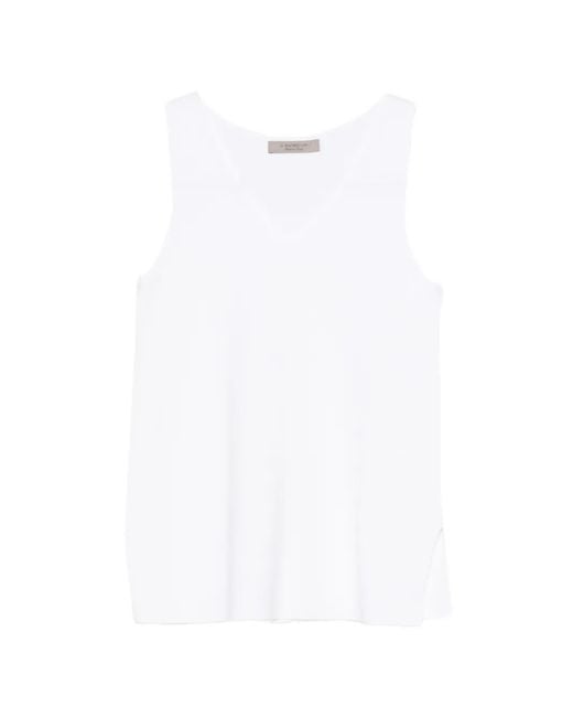 D.exterior White V-Neck Sleeveless Top