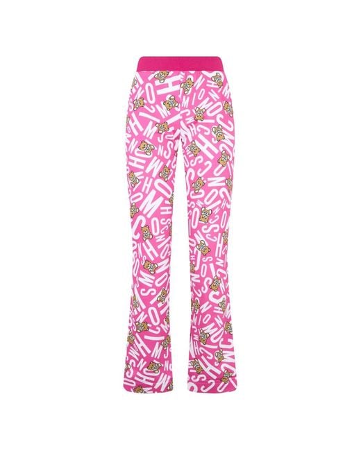 Moschino Pink Logo-Print Teddy Bear Trousers