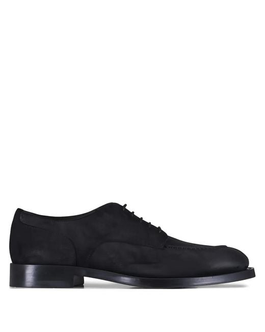 Brunello Cucinelli Black Lace-Up Suede Derby Shoes for men