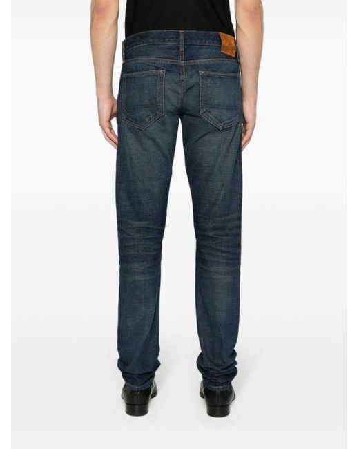 Tom Ford Blue Mid-Rise Slim-Fit Jeans for men