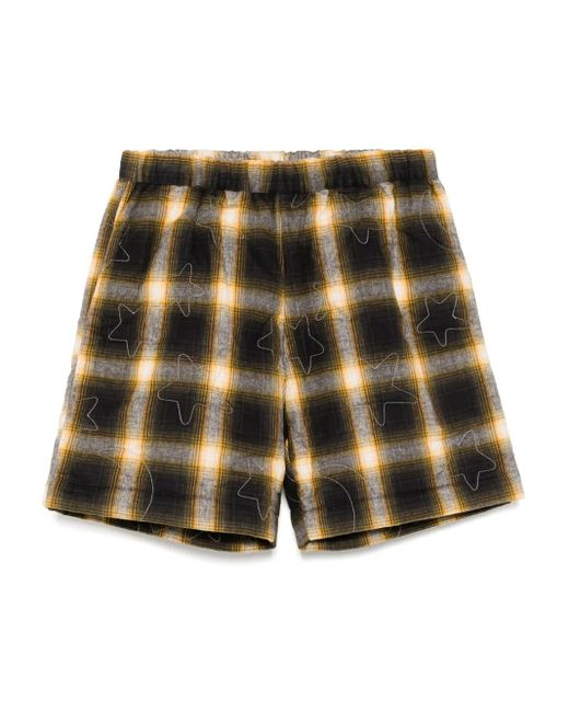 メンズ Sky High Farm チェック パデッドショートパンツ Yellow