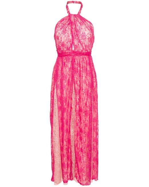 Liu Jo Pink Floral-lace Maxi Dress