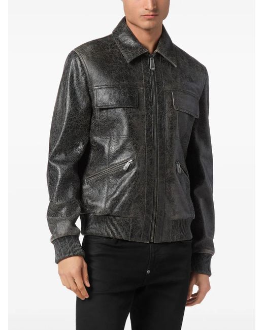 Philipp Plein Black Coster Bomber Jacket for men
