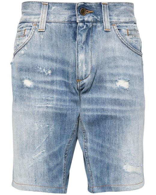 Dolce & Gabbana Jeans-Shorts mit Logo-Schild in Blue für Herren