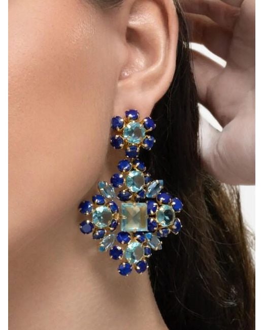 Bounkit Blue Ariadne Cluster-Drop Earrings