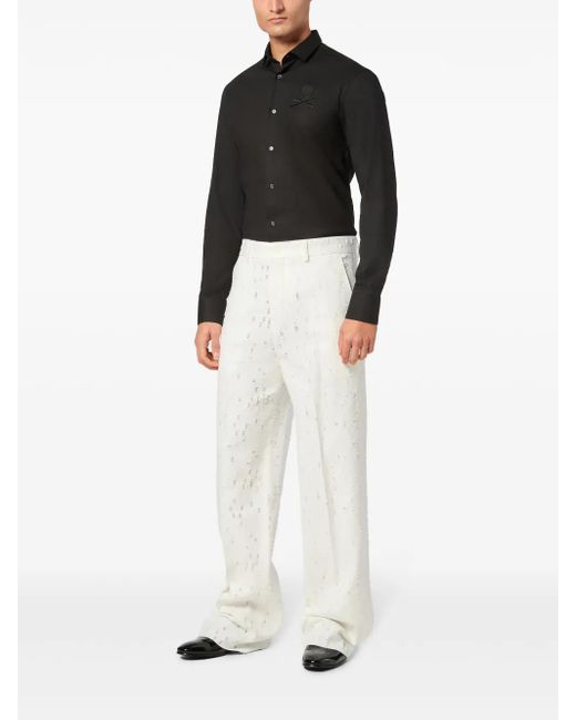 Philipp Plein White Destroyed Trousers for men
