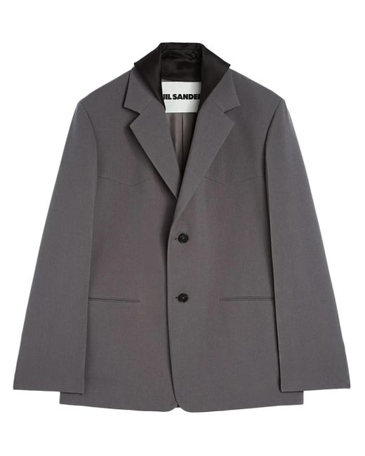 メンズ Jil Sander デタッチャブルカラー テーラードジャケット Gray