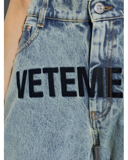 Vetements Blue Logo-Embroidered Jeans