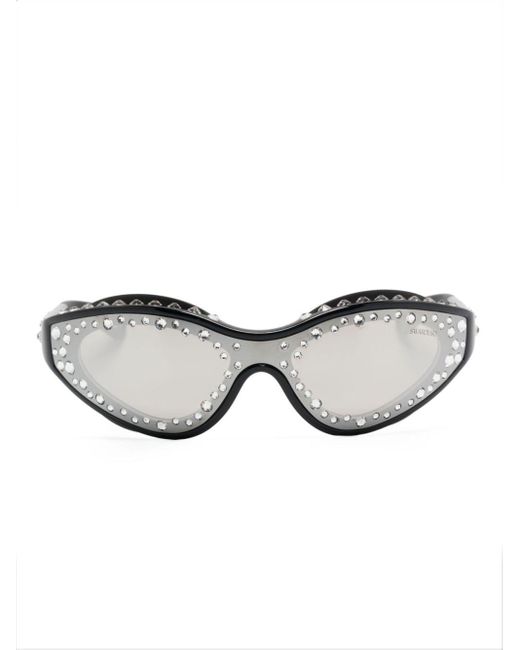 Swarovski Gray Crystal-embellished goggle-frame Sunglasses