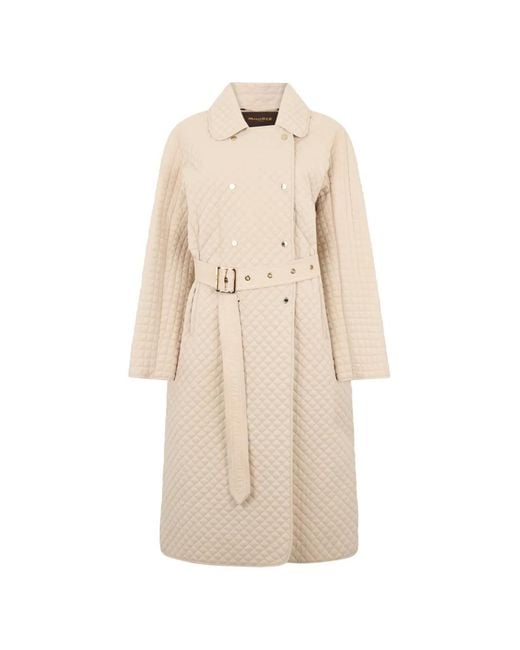 Moorer Natural Quilted Belted Coat