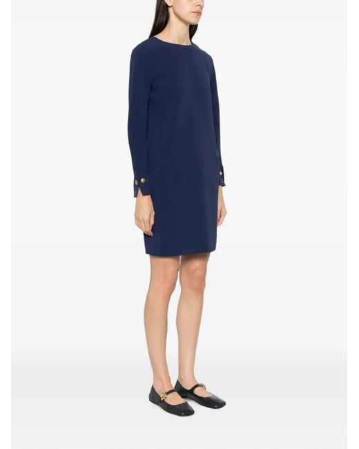 Max Mara Blue Button-Cuff Mini Dress