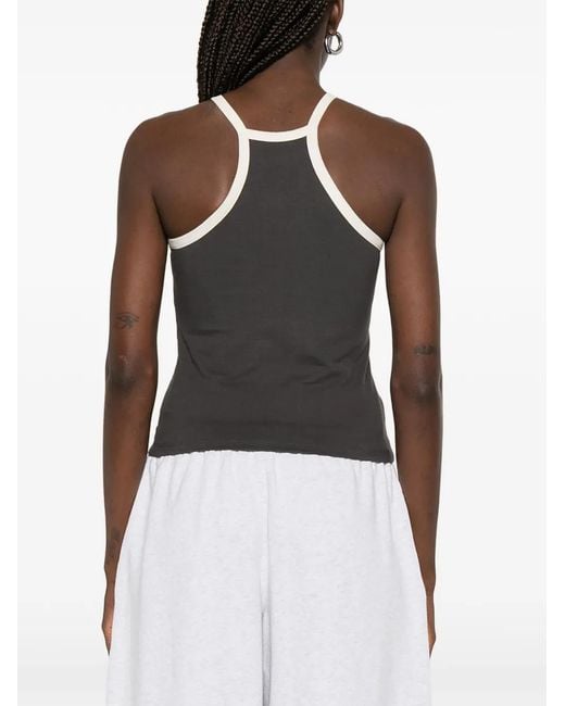 New Balance Gray Logo-Embroidered Racerback Tank Top