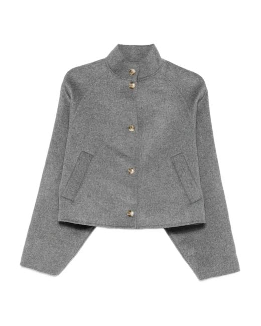 Loulou de Saison Gray High-Neck Button-Fastening Jacket