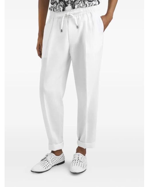 Dolce & Gabbana White Linen Straight Pants for men
