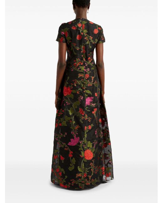Erdem Black Floral-print Cotton-blend Dress