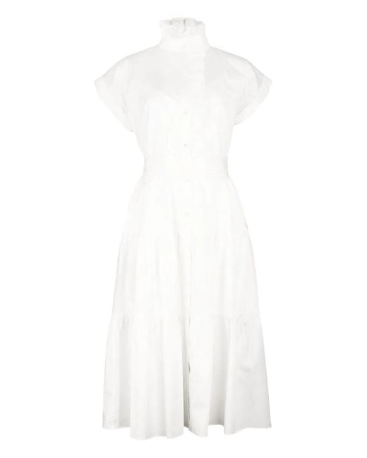 CHRISTY LYNN White Jonah Belted Ruffled Midi Dress
