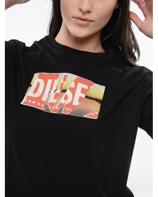 DIESEL Black Logo-Print Cotton T-Shirt