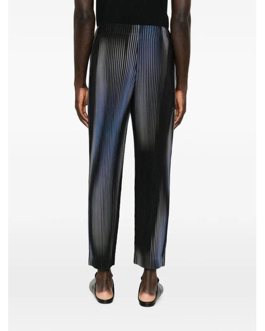Homme Plissé Issey Miyake Blue Plissé-Effect Printed Trousers for men