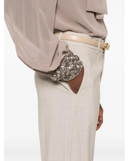 P.A.R.O.S.H. White Wool-Blend Straight Trousers
