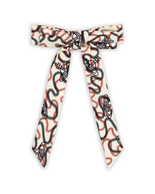 Vivienne Westwood White Orb-Print Bow Hair Clip