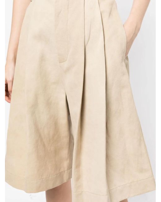 Uma Wang Natural Knee-Length Wide-Leg Shorts