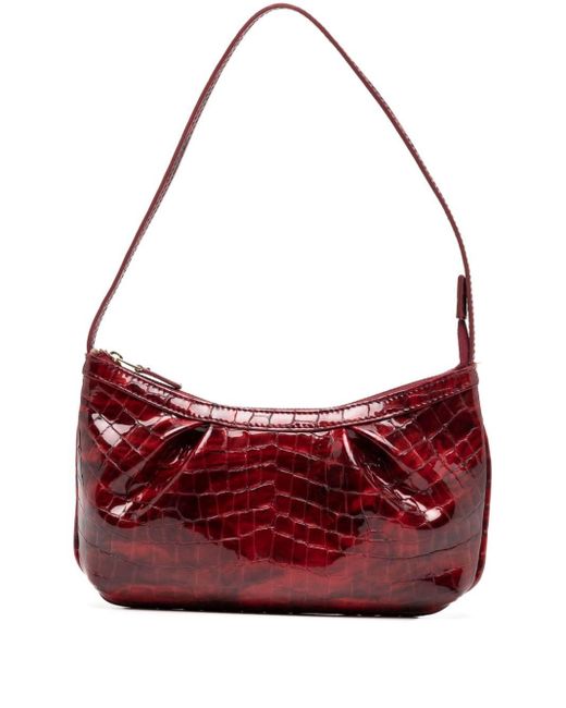 Elleme Red Dimple Crocodile-embossed Leather Tote Bag