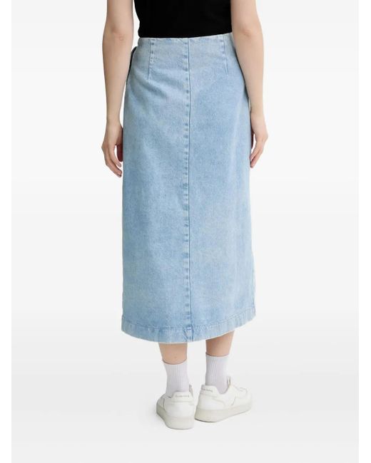 HUGO Blue Tie-Front Denim Midi Skirt