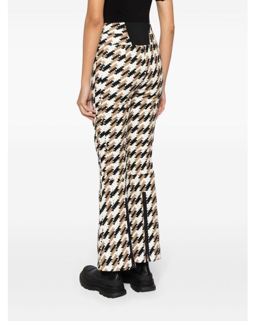 Perfect Moment Aurora Houndstooth Flared Trousers in White