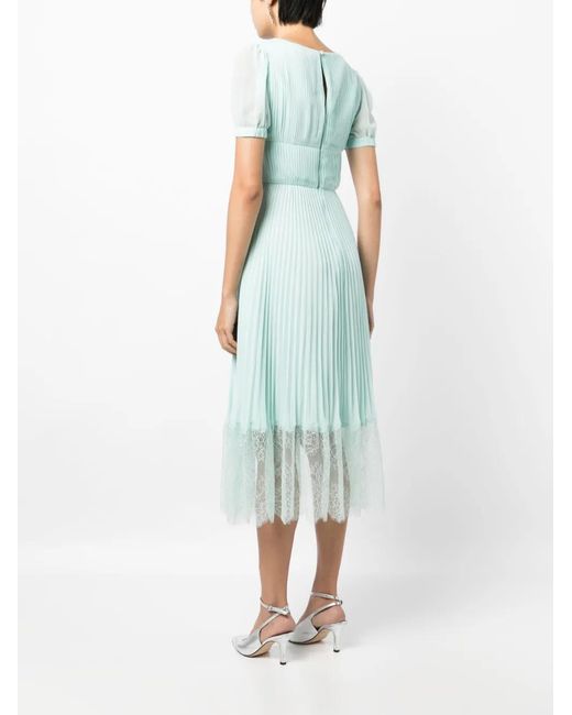 Self-Portrait Blue Chiffon Crossover Midi Dress