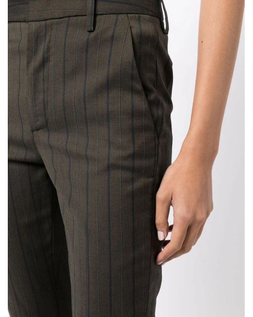 Dondup Gray Striped Cropped Trousers