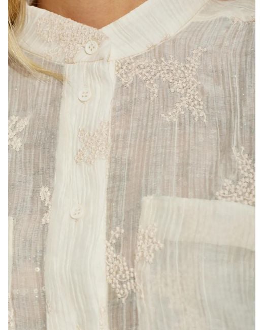Munthe White Fortunato Embroidered Sheer Shirt