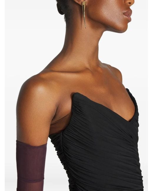 Mugler Black Draped Mini Dress