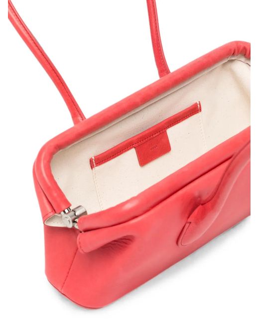 OSOI Red Mini Boat Leather Tote Bag