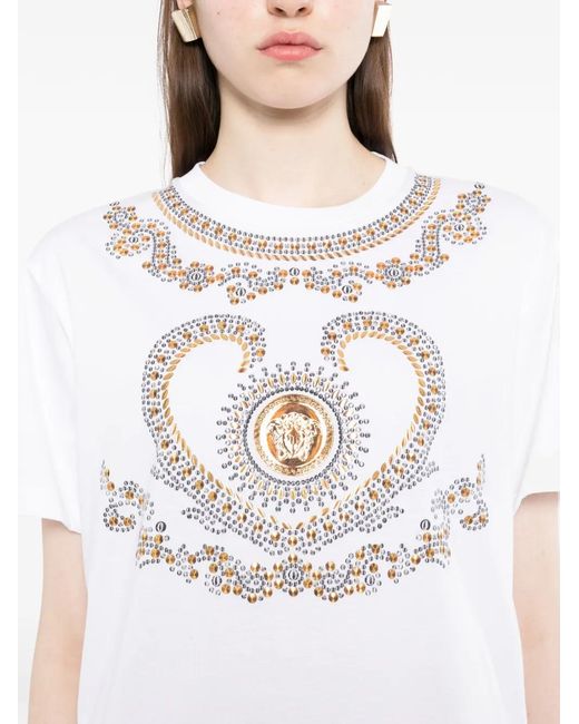 Versace White Embellished T-Shirt